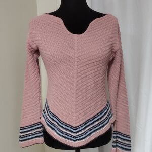 Elle Pink and Blue V-Neck Sweater